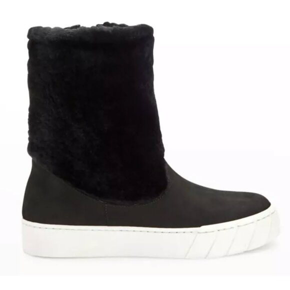 Aquatalia Nelle Suede Shearling Zip Boots Sz